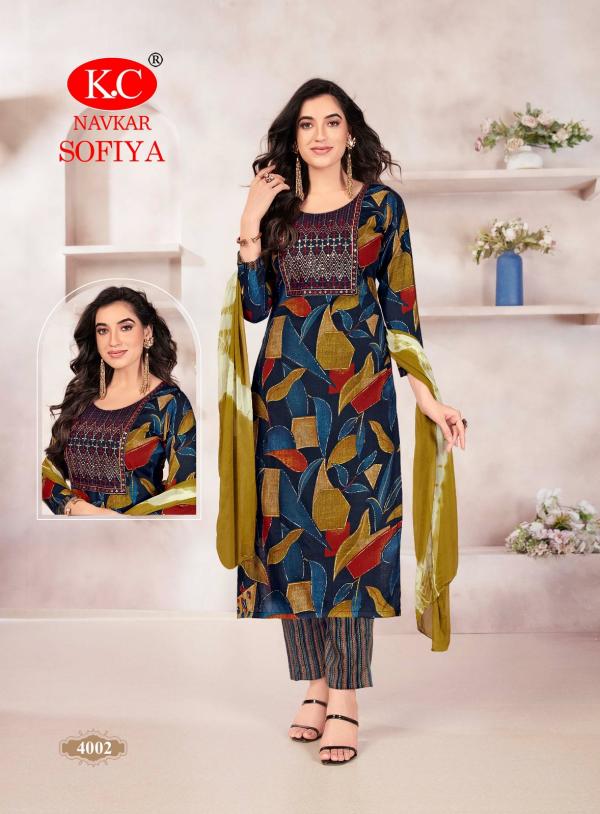 Kc Sofiya Vol 4 Rayon Printed Kurti Bottom With Dupatta